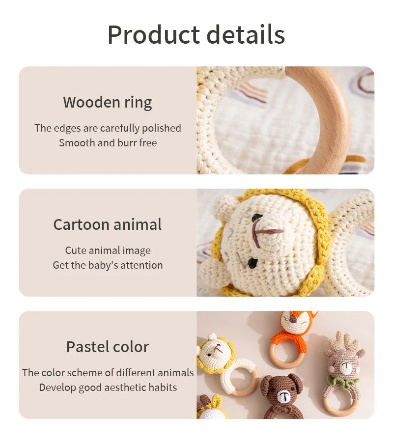 Вязаная погремушка - грызунок "Милые Зверята"