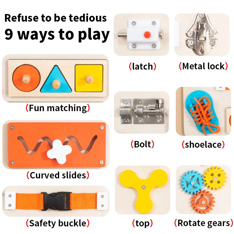 Монтессори-панель “Весёлые механизмы”