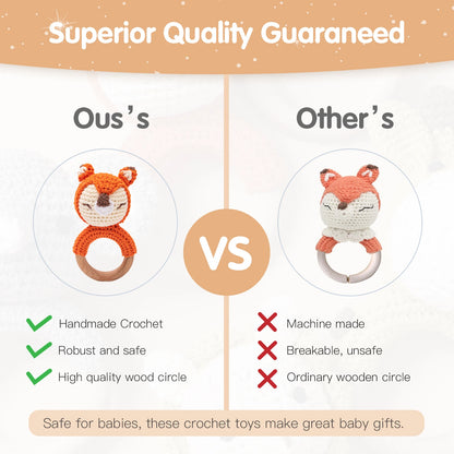 Вязаная погремушка - грызунок "Милые Зверята"